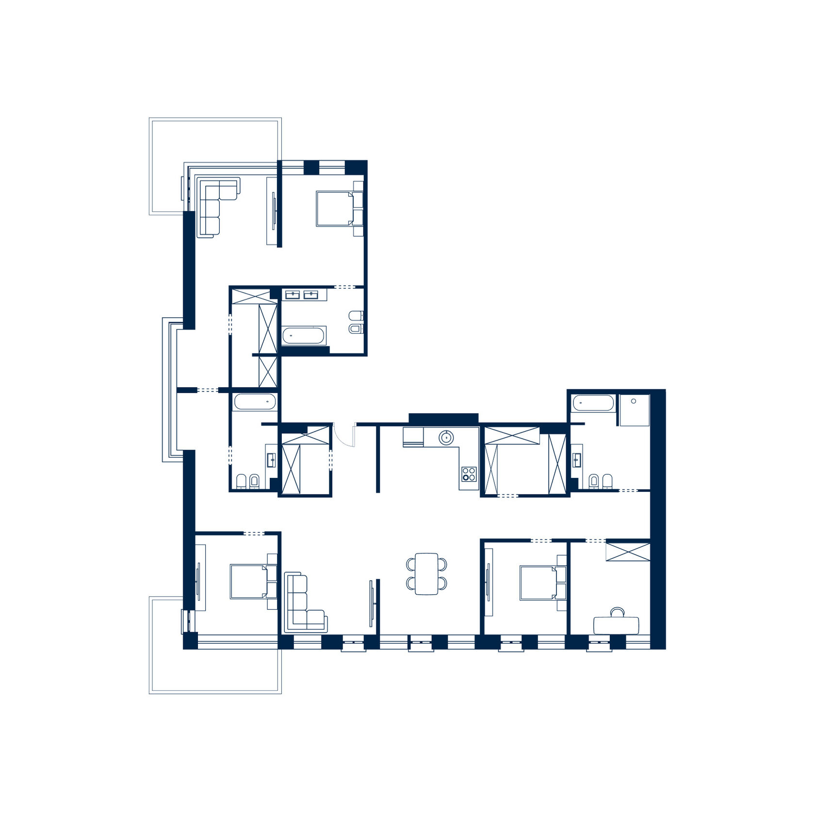 Планировка 64 м² · апт. 1031